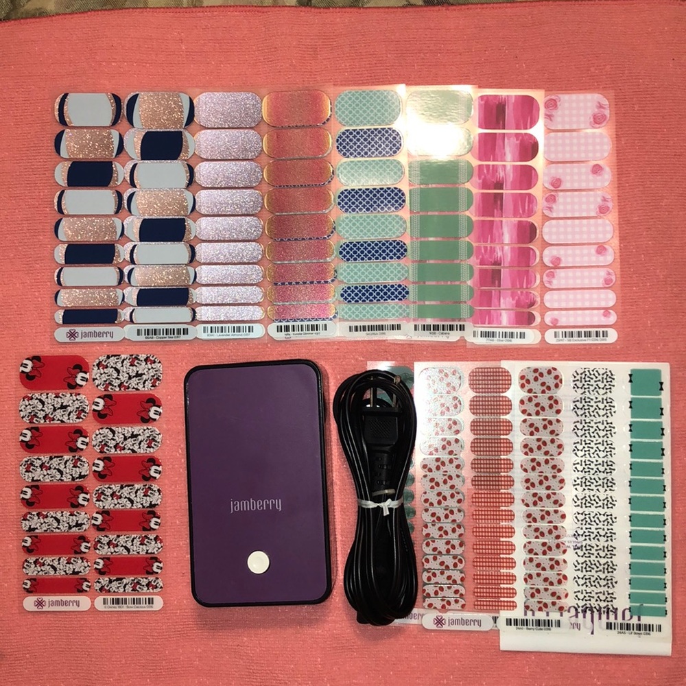 10 sets of Jamberry Nail Wraps + Heater